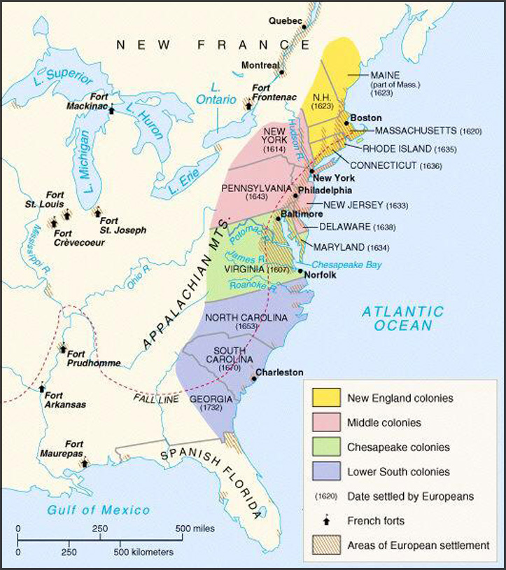 The Thirteen American Colonies Mpas